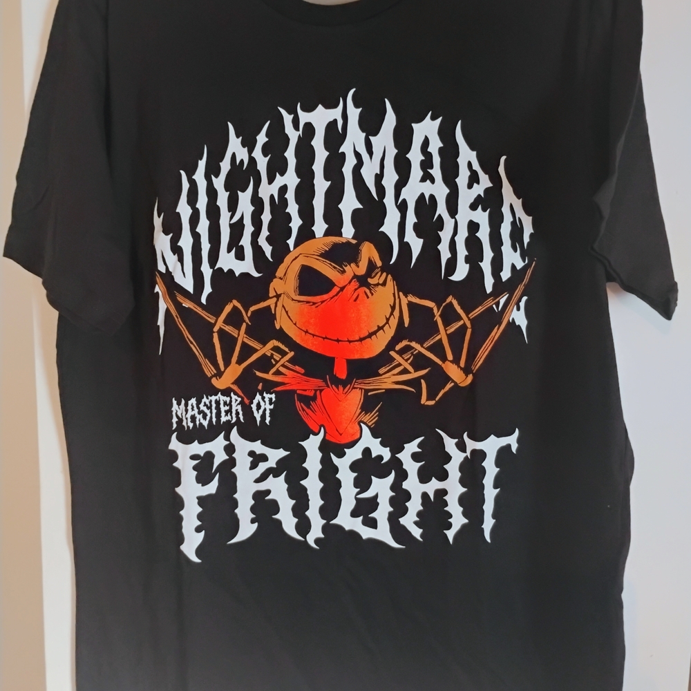 Disney Black T-Shirt with Orange and White Nightmare Design